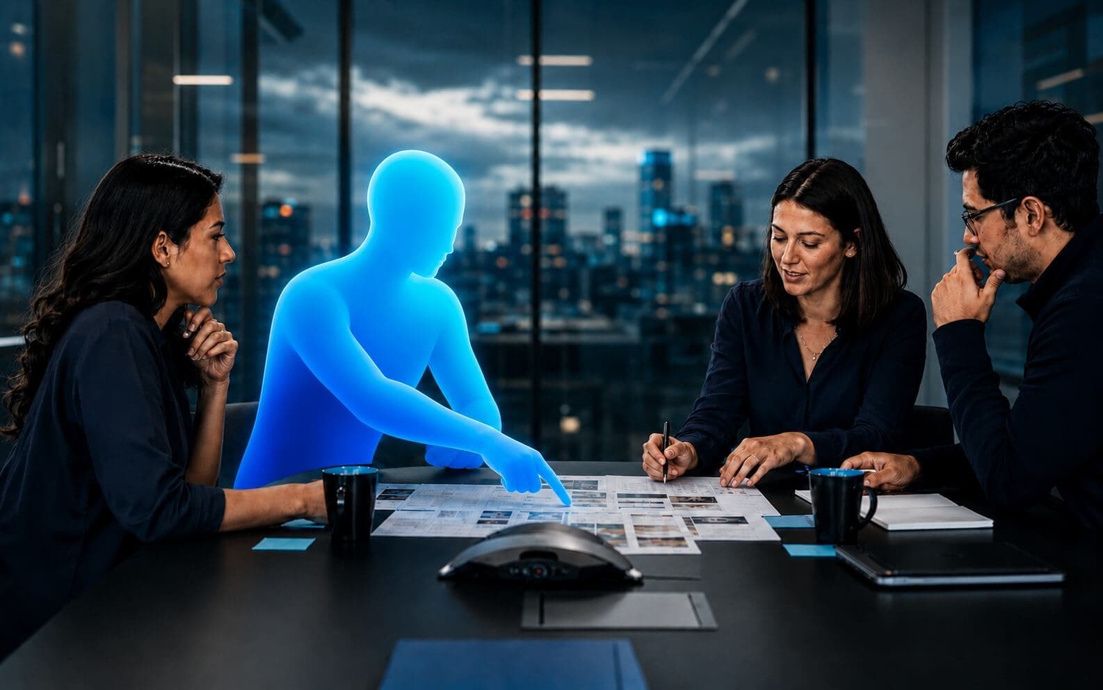 Equipo humano trabajando junto a agentes de inteligencia artificial