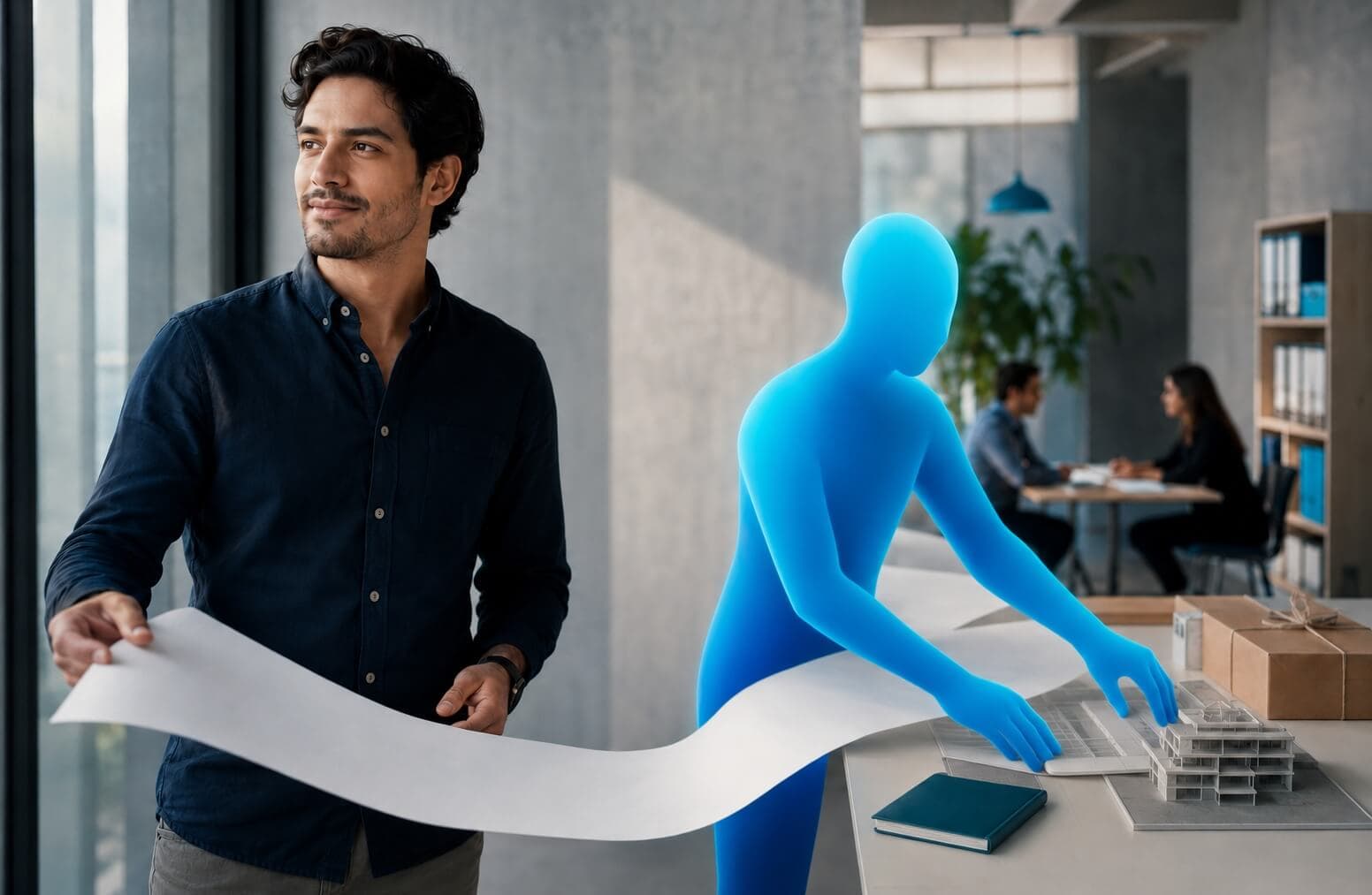 Agente digital de IA interactuando con una persona
